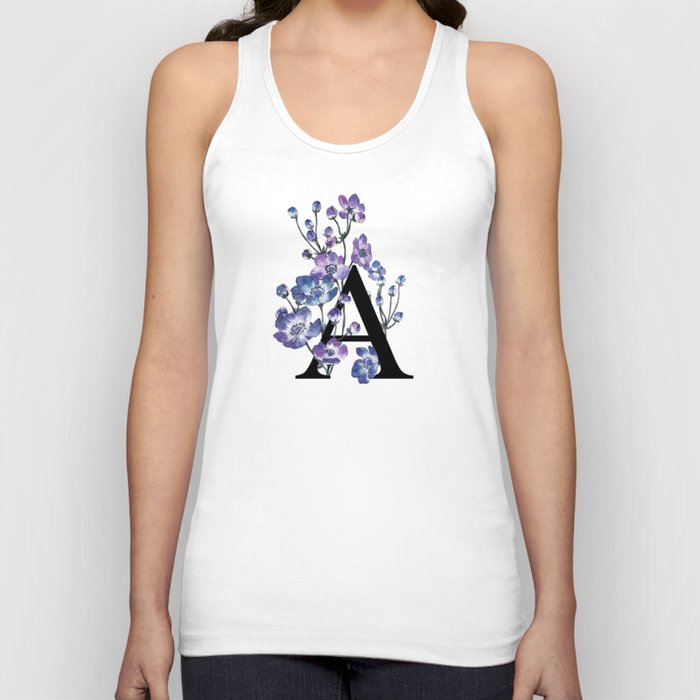 Letter 'A' Anemone Flower Typography Tank Top