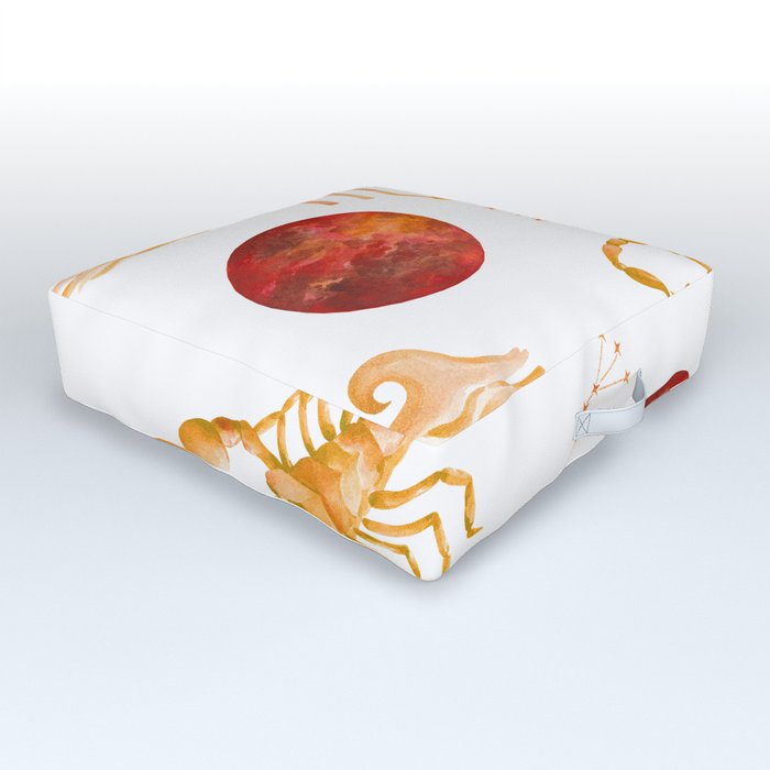 Scorpio in Gold and Red Outdoor Floor Cushion