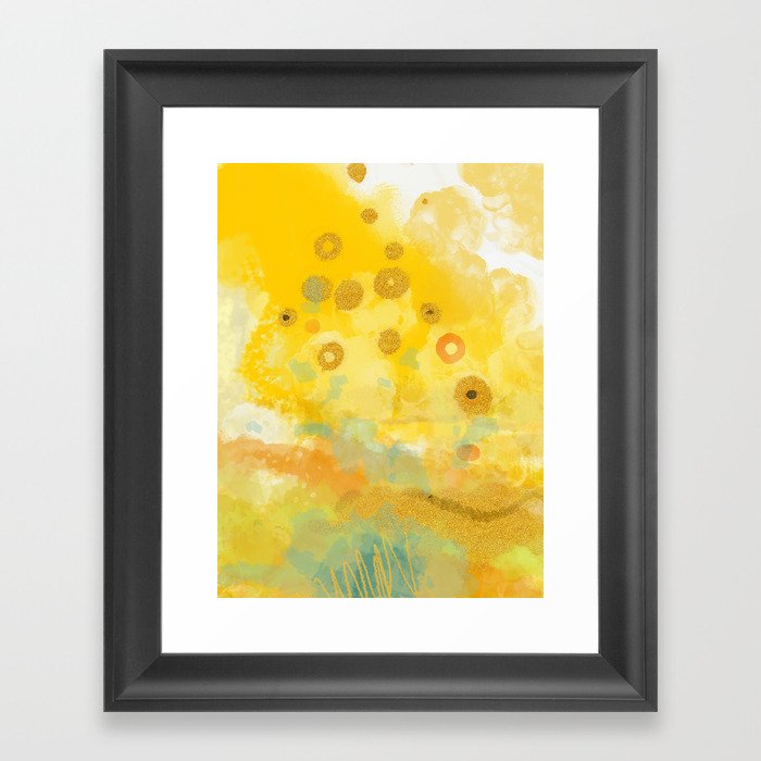 Abstract autumn with gold and warm light Framed Art Print