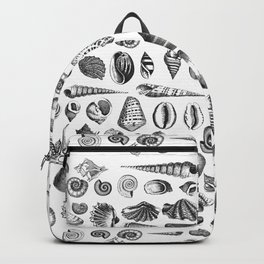 Vintage Sea Shell Drawing Black And White Backpack | Retro, Vintagescience, Shell, Ocean, Seashell, Historic, Black, Deepsea, Marinelife, Seaside 