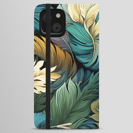 Tropical abstract leaves iPhone Wallet Case