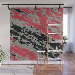 Coral and Black Abstract Art and Home Decor Wall Mural