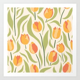 Orange Tulips Pattern Art Print