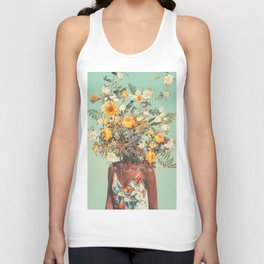 You Loved me a Thousand Summers ago Tank Top | Frankmoth, Popart, Flowers, Floral, Retro, Green, Graphicdesign, Collage, Digital, Blue 