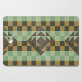 Sage green and brown gingham checked ornament Cutting Board