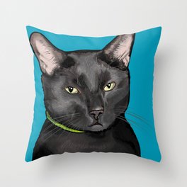 Black Cat Portrait Throw Pillow