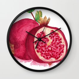 issa pomegranate Wall Clock | Delicious, Fruits, Art, Watercolor, Painting, Red, Pomegranate, Food, Yummy, Artist 