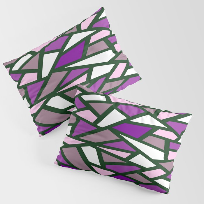 Geodesic Abstract Pattern 6 Purple Lilac Pink White Pillow Sham