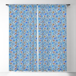 Loose Watercolor Florals (Smoky Blue) Blackout Curtain