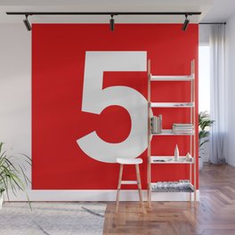 Number 5 (White & Red) Wall Mural