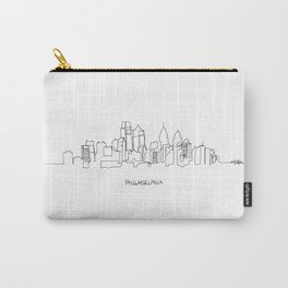Philadelphia Skyline Drawing Carry-All Pouch | Black And White, Buildings, Blind, Philadelphia, Building, Pennsylvania, Contemporary, Continuous, Drawing, City 