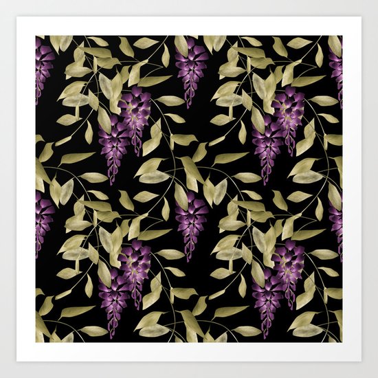 The Branches Of Wisteria . Black . Art Print