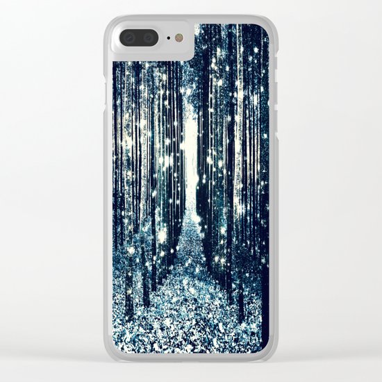 Magical Forest Teal Gray Elegance Clear iPhone Case