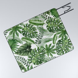 Tropical Leaves Pattern - Monstera and Banana Leaves Picnic Blanket