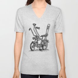Skull Shifter Muscle Bike - Cartoon Retro Mod Stingray Bicycle Rat Rod V Neck T Shirt