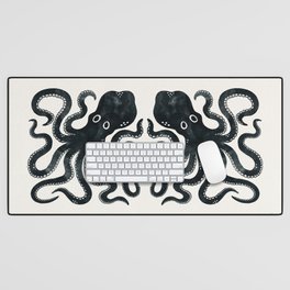 Minoan Octopus - Black Ink Desk Mat