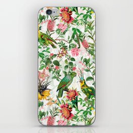 Vintage Tropical Birds And Exotic Flower Jungle iPhone Skin