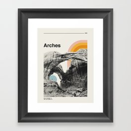 Retro Travel Poster, Arches National Park Collage Framed Art Print