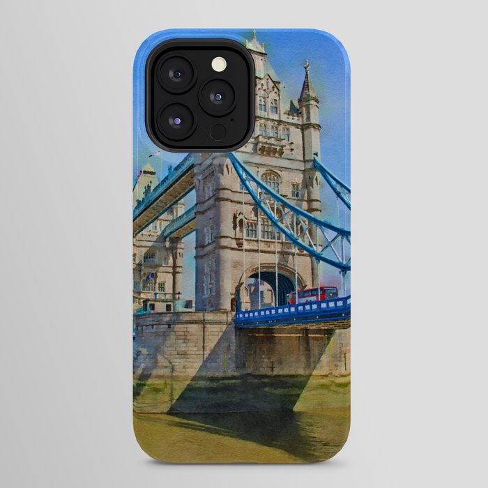 Tower Bridge in London with Double Decker Bus iPhone Case by