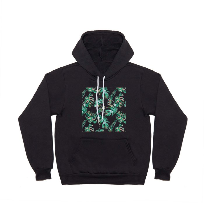 Green Coral Palm Leaves Hoody