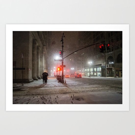 New York City Snow Romance Art Print