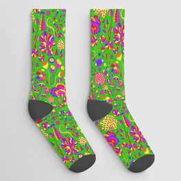 Magic Mushrooms Rainbow Green Socks