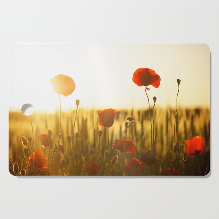 Poppies in a field Cutting Board