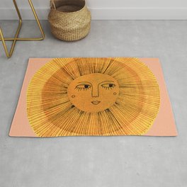Sun Drawing Gold and Pink Area & Throw Rug