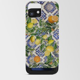 Sicilian Citrus, Mediterranean tiles & vintage lemons & orange fruit pattern iPhone Card Case
