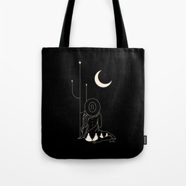 Talking to the Moon - Black and White Tote Bag