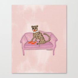 Cheetah On The Couch Canvas Print