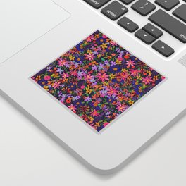 Turquoise Garden Floral // Midnight Sticker