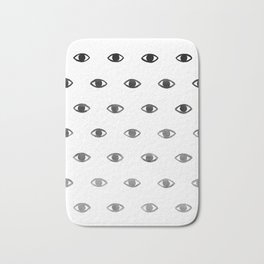 Evil Eye Ombre Bath Mat | Black and White, Painting, Pattern, Illustration 