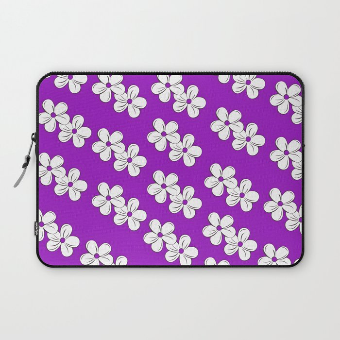 Flower Pattern On Purple Background Laptop Sleeve