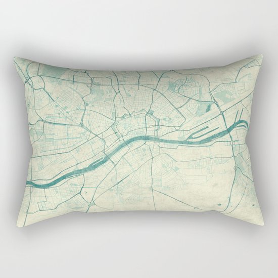 Frankfurt Map Blue Vintage Rectangular Pillow