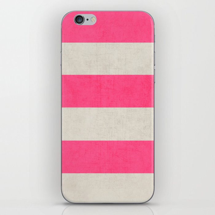 vintage hot pink stripes iPhone Skin