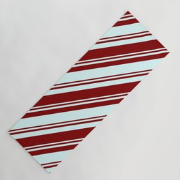 [ Thumbnail: Maroon & Light Cyan Colored Lines/Stripes Pattern Yoga Mat ]