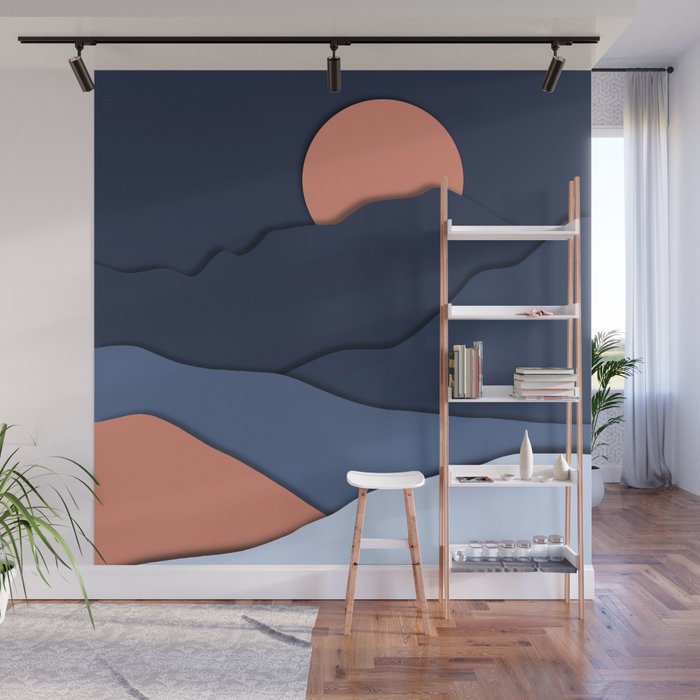 mountain hill moon abstract   Wall Mural