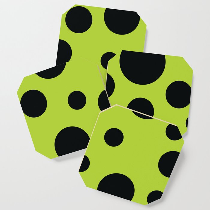 Black Dots on a Lime Green Field Coaster