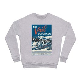 Vintage Vail Ski Poster Blue Crewneck Sweatshirt