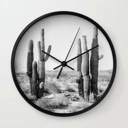 Black and White Saguaros Wall Clock
