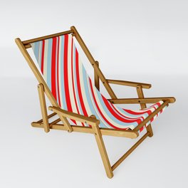 [ Thumbnail: Light Blue, Red, and Beige Colored Lines/Stripes Pattern Sling Chair ]