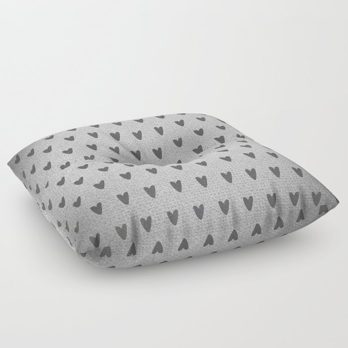 Grey Hearts Floor Pillow