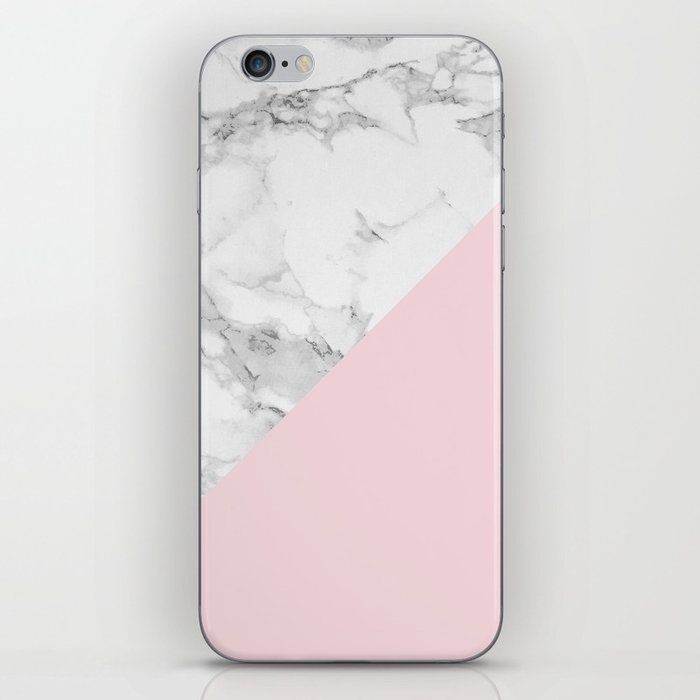 Marble + Pastel Pink iPhone Skin