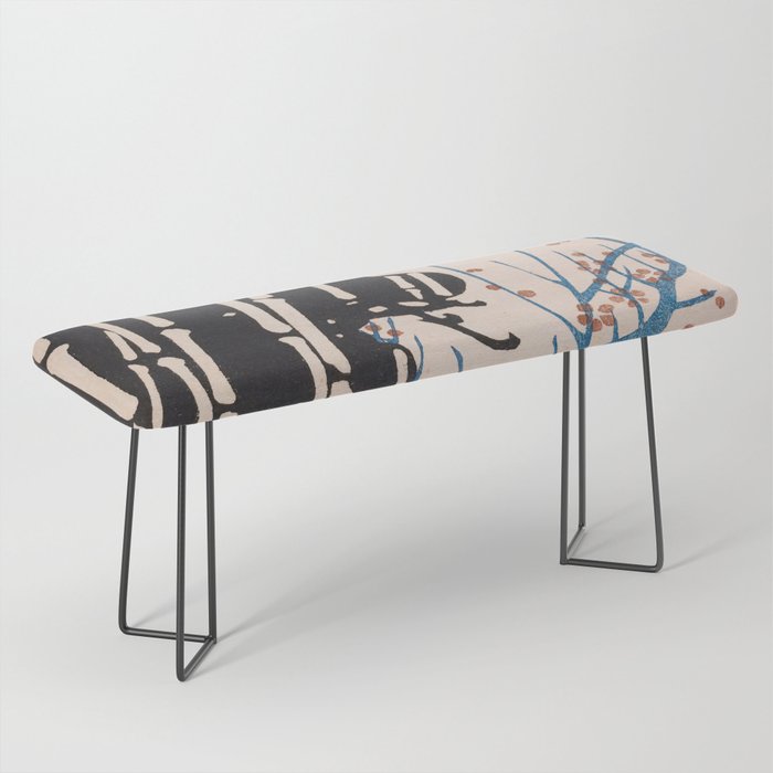 Bamboo Abstract Plant Vintage Japanese Retro Print Bench