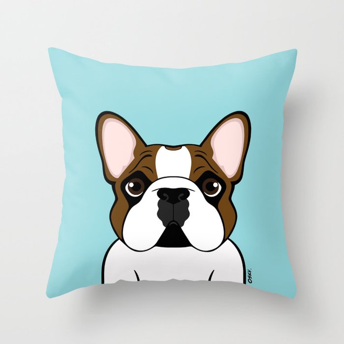 Frenchie - Fawn Pied Throw Pillow