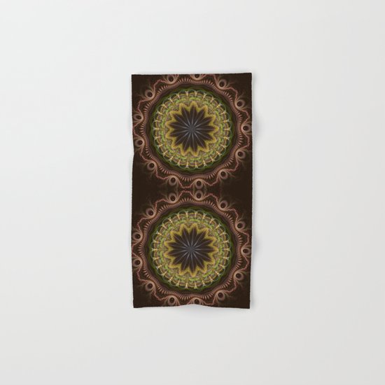 Groovy fractal mandala with tribal patterns Hand & Bath Towel