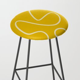 Warm Yellow Abstract Line Art Boho Bar Stool