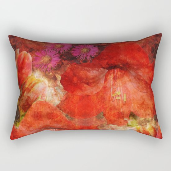 Floral impressionism in passionated red Rectangular Pillow