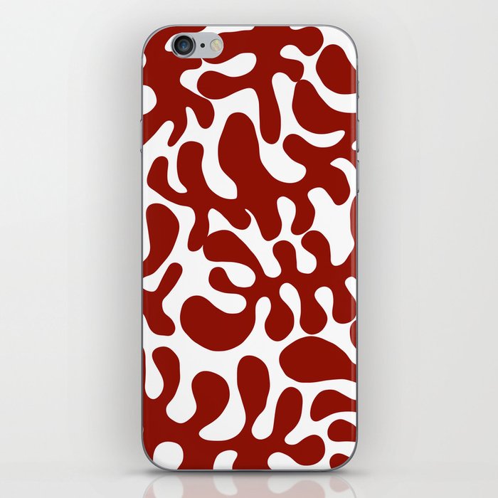 Red Matisse cut outs seaweed pattern on white background iPhone Skin
